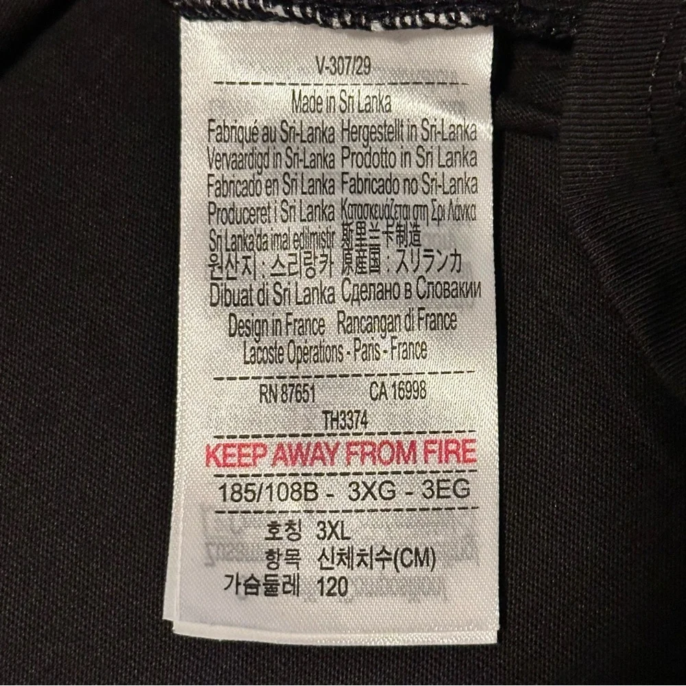 LACOSTE 3XL Men’s V-Neck Black Shirts 3-Pack Slim Fit XXXL Cotton